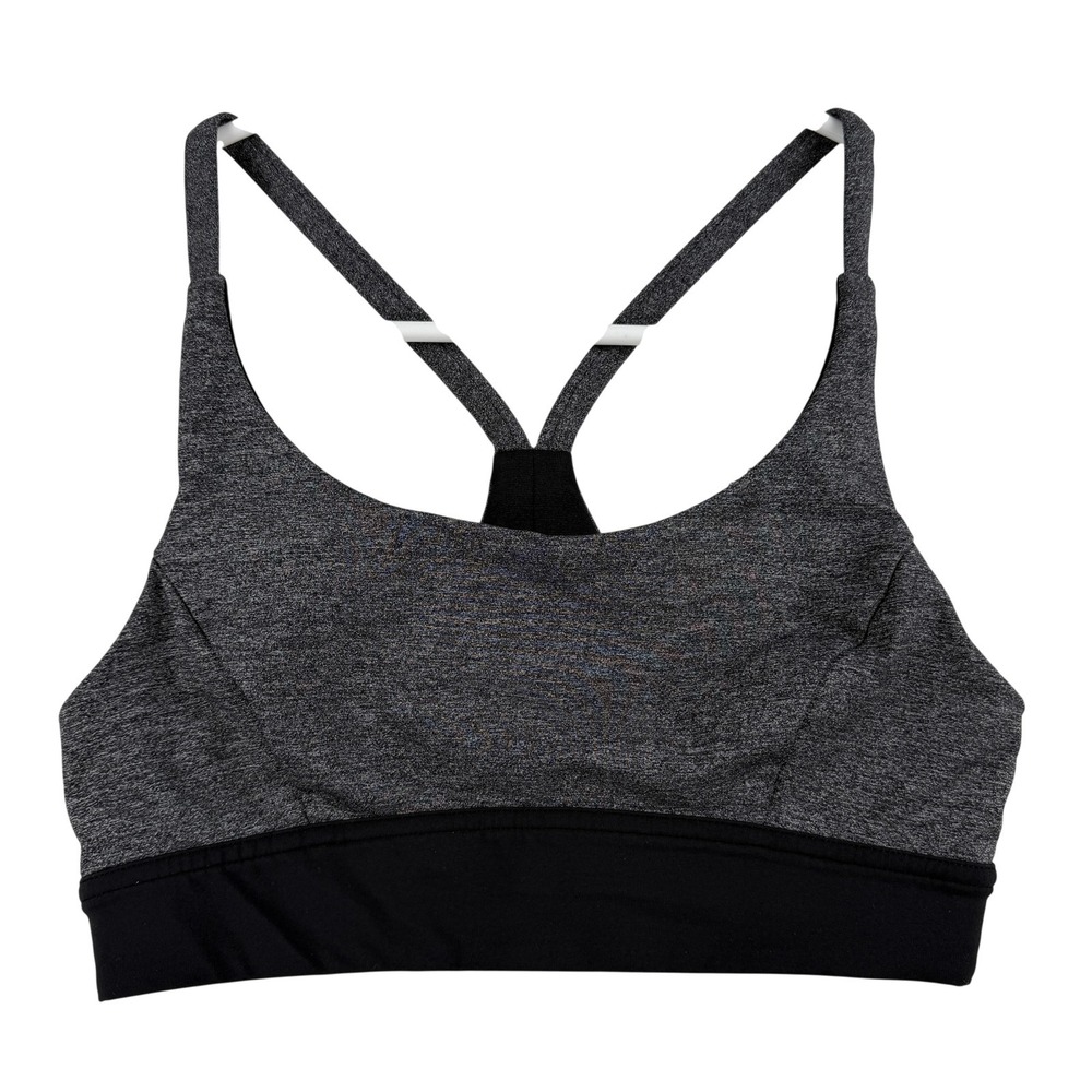 Lululemon Train Times Sports Bra Womens 6 Gray Black Crossback Mesh Yoga  Top